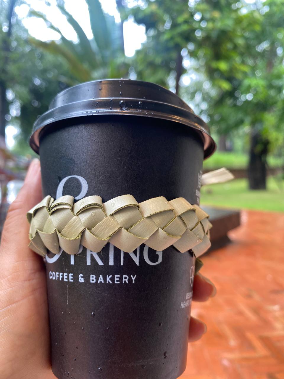 Palm leaf cup carrier